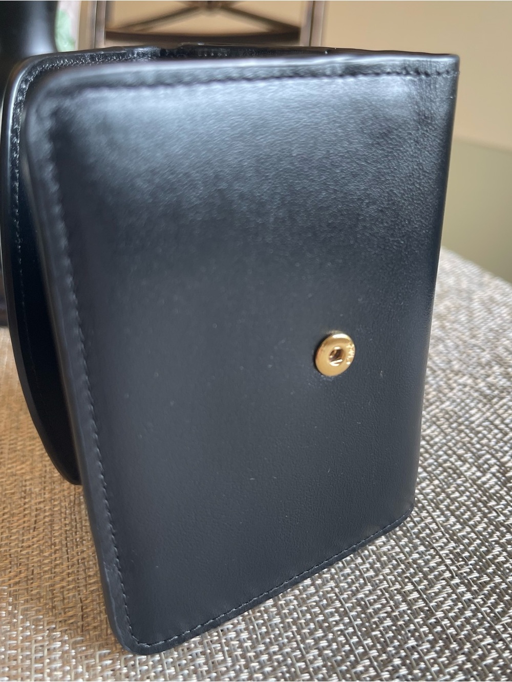 LIKE NEW CHLOE C COMPACT TRIFOLD CALFSKIN LEATHER WALLET BLACK w GOLD HDW - Picture 8 of 17